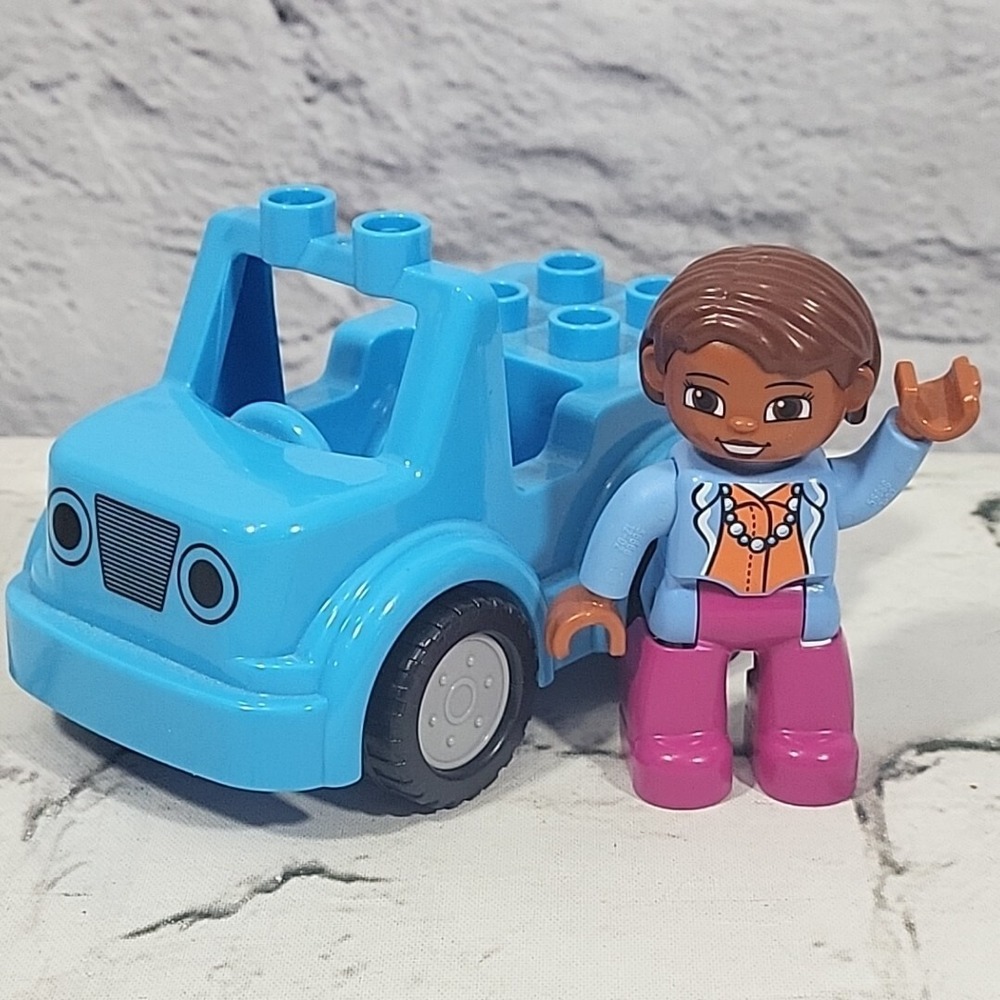 Lego Duplo Figure African American Woman‎ Person Mom Lot With Blue Jeep Car - Picture 1 of 6